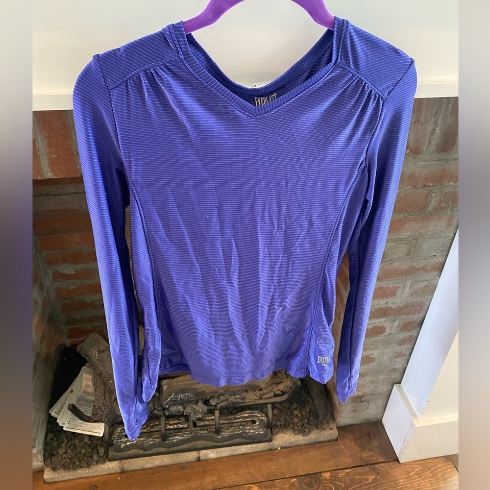 Womens Everlasting Purple Fitted Long Sleeve Workout Top Athletic Wear Small​